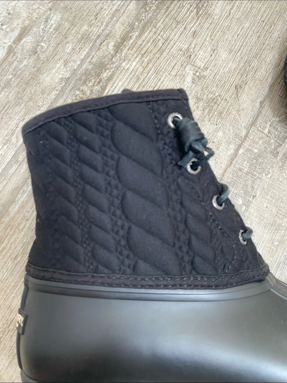 Sperry Black Quilted Waterproof Winter Duck Boots